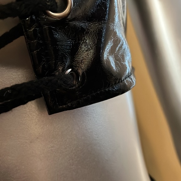 Goth laced pleather faux leather mini skirt top dominatrix rave club cyber crop - Picture 14 of 15